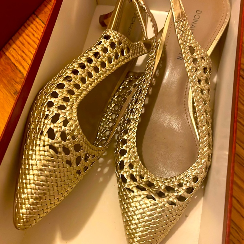 Gold Donald Pliner heels with slingback